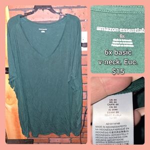 Amazon Essentials Forest Green V-Neck Shirt